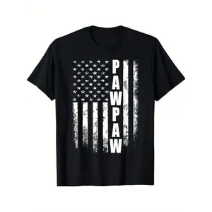 Pawpaw Gift America Flag Gift For Men Father'S day Men Women T - Shirt, 100% Cotton, For Family Father'S Day, S - XXXL, Black