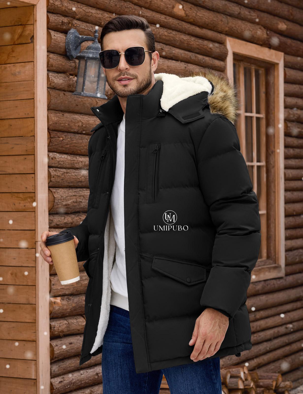 UMIPUBO Men's Winter Warm Jacket Long Puffy Thicken Padded Coat Fleece Windproof Parka Outerwear with Detachable Hood UMIPUBO Men's Winter Warm Jacket Long Puffy Thicken Padded Coat Fleece Windproof Parka Outerwear with Detachable Hood