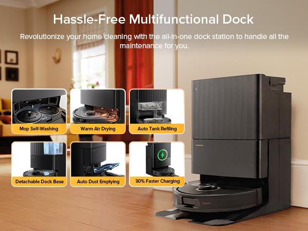 Roborock Qrevo series Robot Vacuum and Mop, 12,000Pa (Qrevo S5V), Mop Washing & Self-Cleaning, FlexiArm Edge Mopping, Warm Air Drying, Self-Emptying, Black #NewYearNewMe #ces