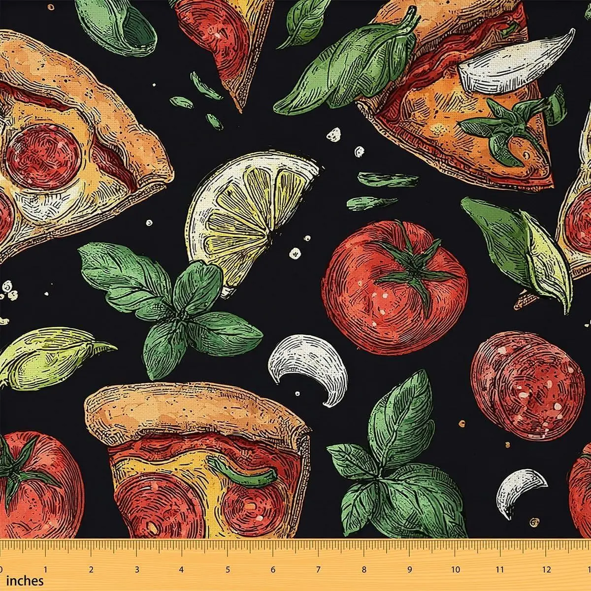 Feelyou Food Print Decorative Polyester Fabric by the Yard - Soft, Waterproof, No-Stretch Yard Bolt for Quilting, Sewing, DIY Crafts, Home Use, Indoor/Outdoor Textile Projects,sohochic