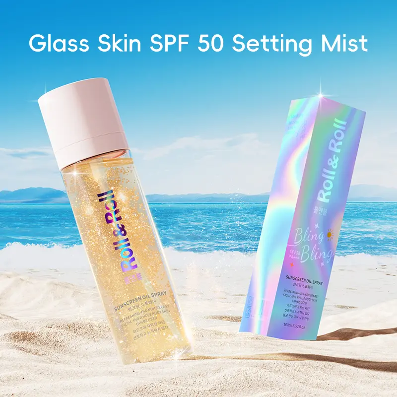K-beauty Bling Bling Facial Sunscreen Setting Spray SPF 50 - 100ml (3.52 fl oz), Waterproof, Non-Greasy, Radiant Glow, Hyaluronic Acid Infused, Combination Skin Repair Hydrator