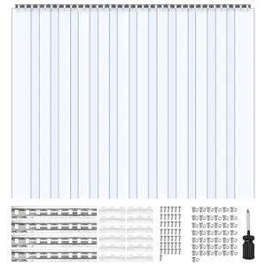 【FathersDayGift】VEVOR Clear PVC Strip Curtain, 96 in Height x 84 in Width x 0.08 in Thickness, 14 PCS Walk in Freezer Cooler Curtain Strips, Smooth Waterproof Plastic Door Strips for Warehouse, Freezer, Garage Doors