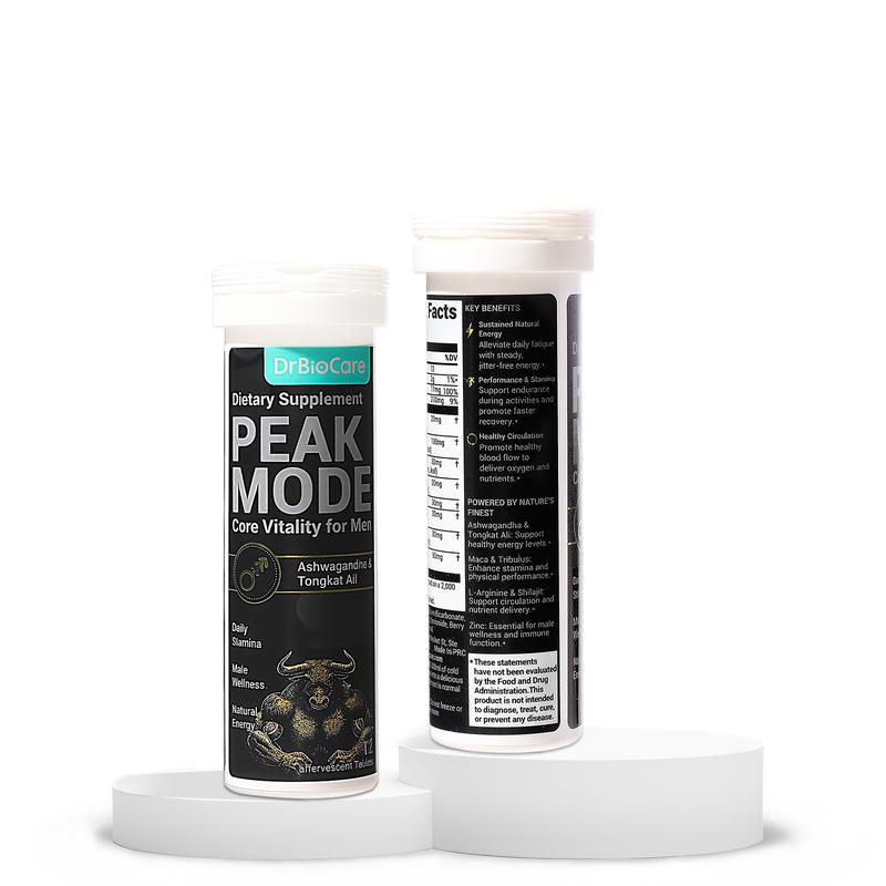 DrBioCare PEAK MODE: Core Male Vitality Supplement | 7-in-1 Blend with Tongkat Ali, Shilajit & Ashwagandha for Daily Energy & Stamina