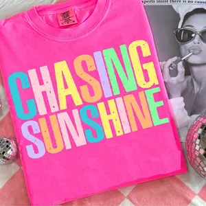 Comfort Colors Chasing Sunshine T-Shirt, Sweet Summer Time Women Print Short Sleeve Tee, Summer Vibes Gift, Women Top, Today Shirts, Summer Outfits