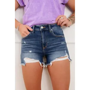Door Buster! Zenana Dark Wash Distressed Denim Shorts