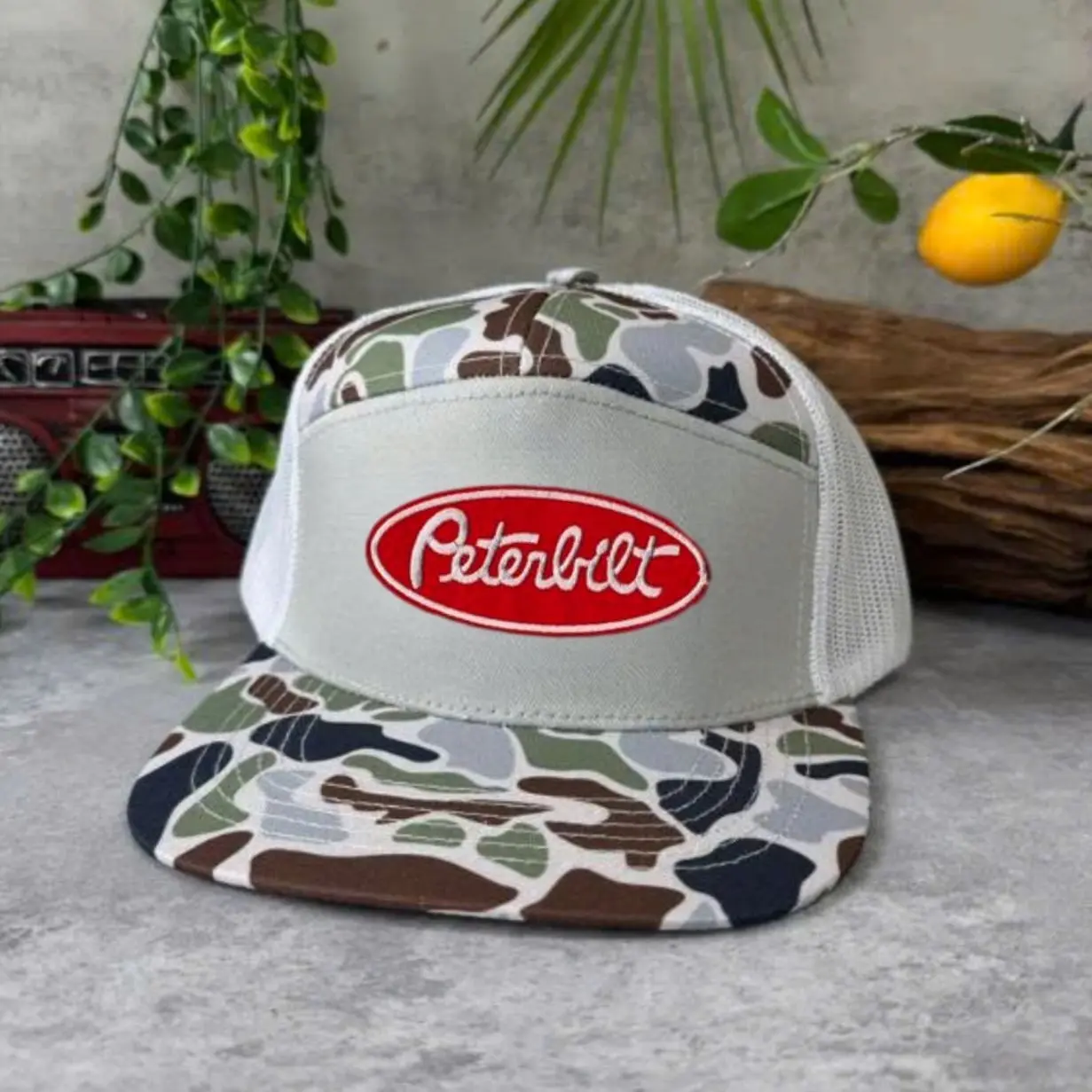 Peterbilt Red Embroidered Trucker Hat, Vintage Semi Truck Mesh Snapback Cap, Adjustable Diesel Driver Gift for Truckers and Men