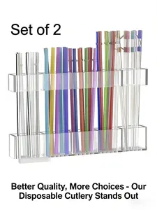 Acrylic Straw Holder, 1 Count Reusable Tumbler Straw Organizer Storage, Kitchen Accessories Container for Cabinet Door, Utensils, Beverage Organizer