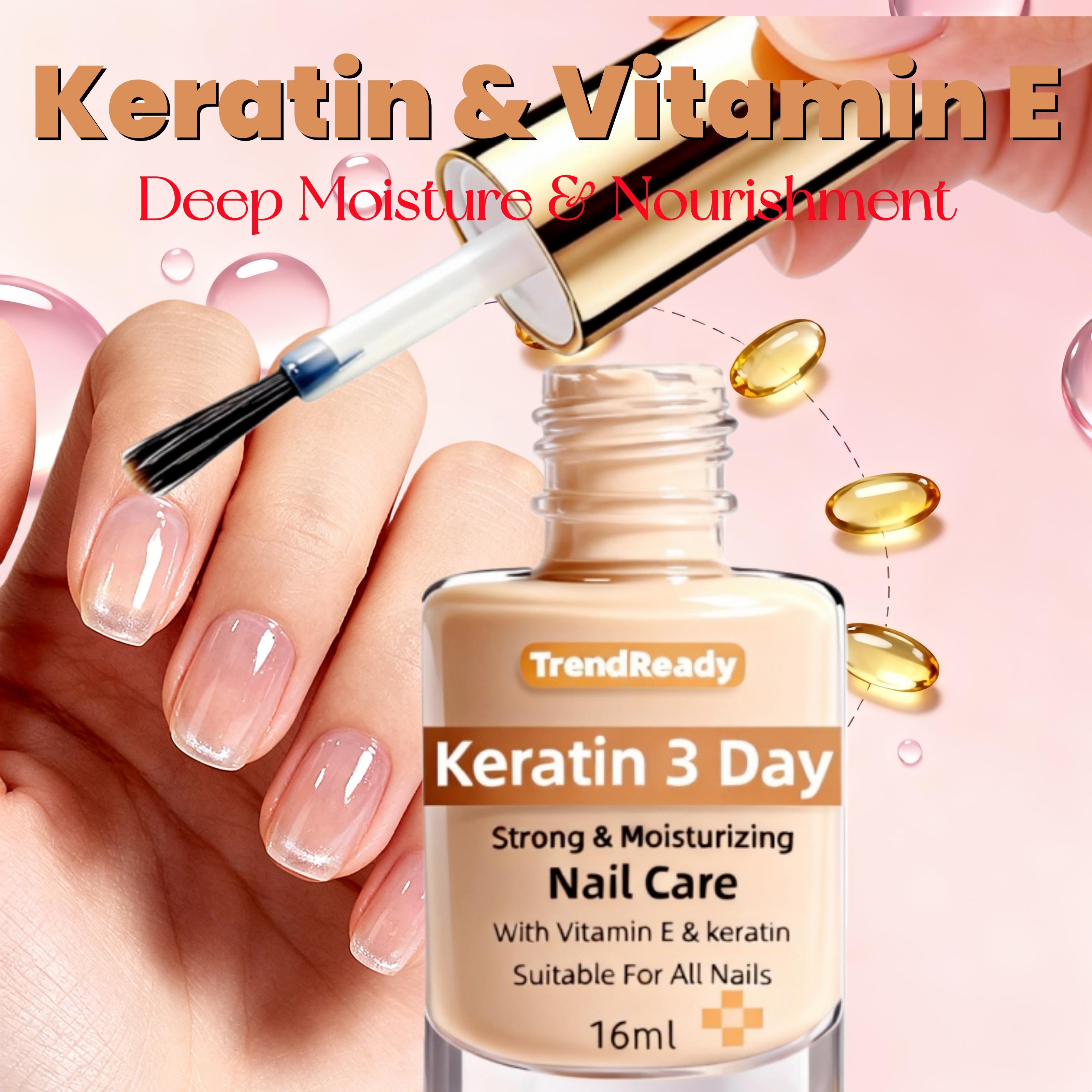2PCS Nail Strengthener for Weak, Splitting, Breaking Nails - Fast Dry Keratin & Natural Protein Hardener, 4-in-1 Nail Polish Care Oil, Alcohol-Free Formula for Instant & 3-Day Nail, Manicure for Hands & Fingers