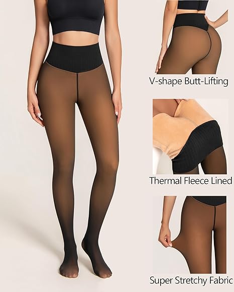 THE ORIGINAL! 4 SHADES·SIZE XS-3XL . MAGIC FLEECE LINED LEGGINGS·CLOSED FOOT(LOOKS LIKE PANTYHOSE) Winter Comfort Fleece Tights Available in Plus Size and Brown Fur Womenswear Bottoms