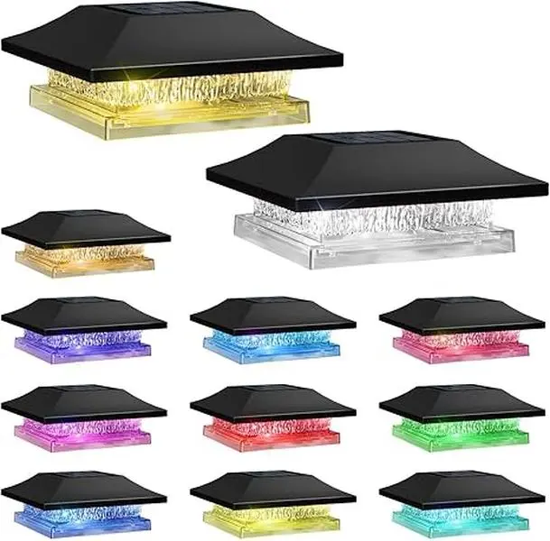 【TikTokShopBackToSchool】Viewsun 12 Pack Solar Post Cap Lights, Outdoor Fence Solar Powered Cap with 4 Lighting Modes Waterproof Light Decorative for Deck Patio or Garden Decor, Fits 4x4 Wood Vinyl Posts Christmas