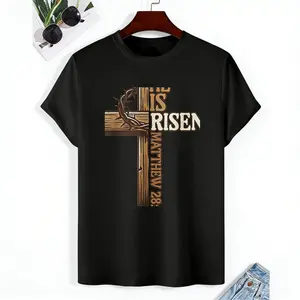 Easter Cross He is Risen Jesus Christian T-Shirt for Men Women Kids Youth - Comfortable Menswear Top