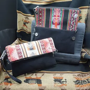 Peruvian 2-in-1 Black Handbag - Leather and Andean Textile