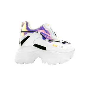 X LASR Exclusive Watermelon 04 Cybernetic White Platform Sneakers