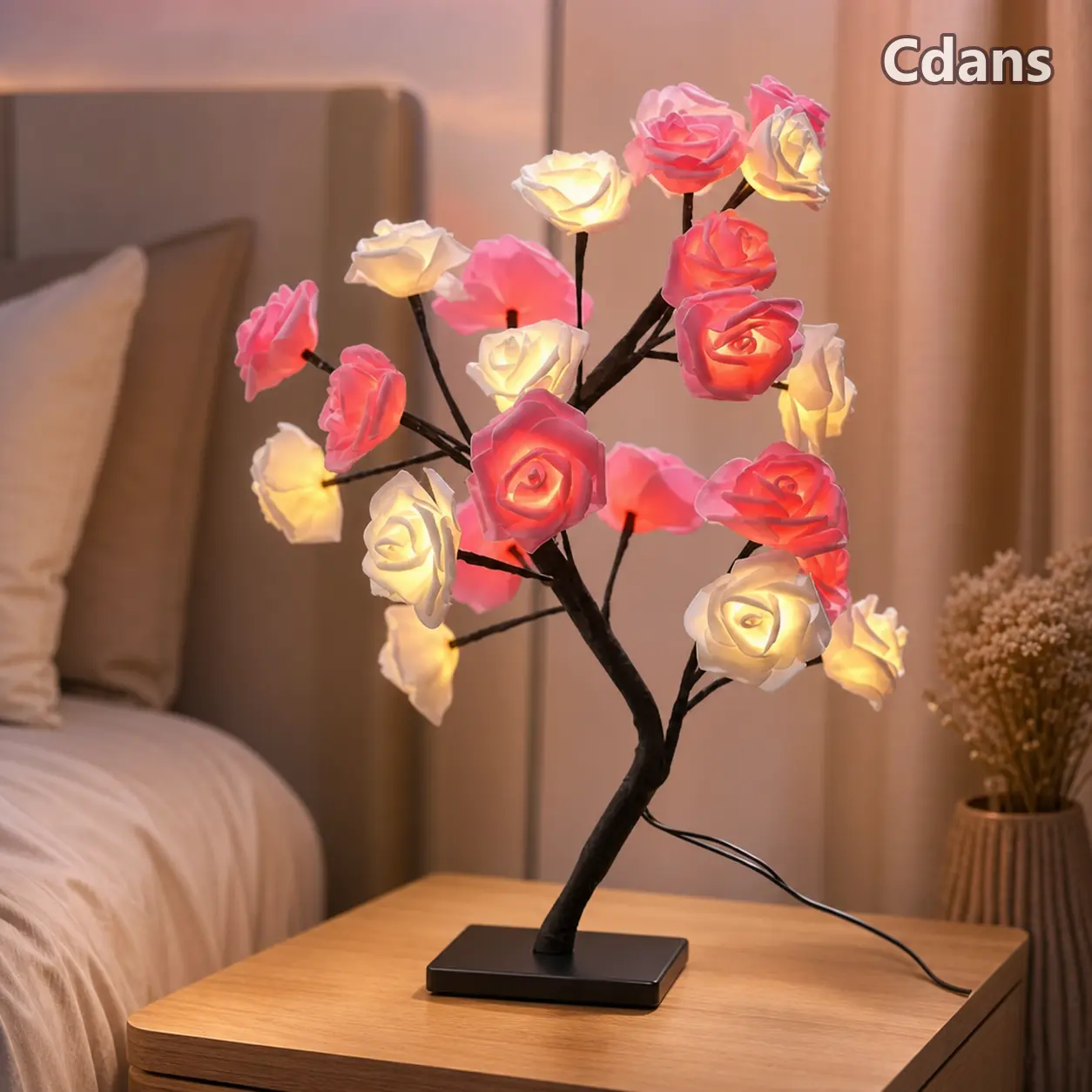 Rose Tree Night Light USB Powered LED Table Lamp Aesthetic Flower Lamp for Bedroom Home Decor Valentine’s Day Holiday Gift