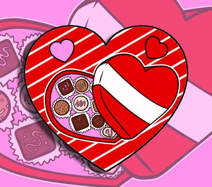 Valentine Chocolate Heart Box Sticker Set – Cute Heart Candy Sticker