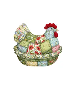 Faux Patchwork Nesting Chicken Ready To Press Heat Transfer 11”