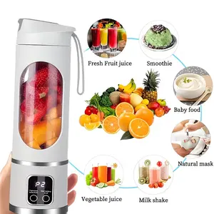 Portable electric mixer, USB interface, 500ml portable juicer, milkshake and smoothie mixer, small mixer, mixing, compact, convenient, multi-functional (white)