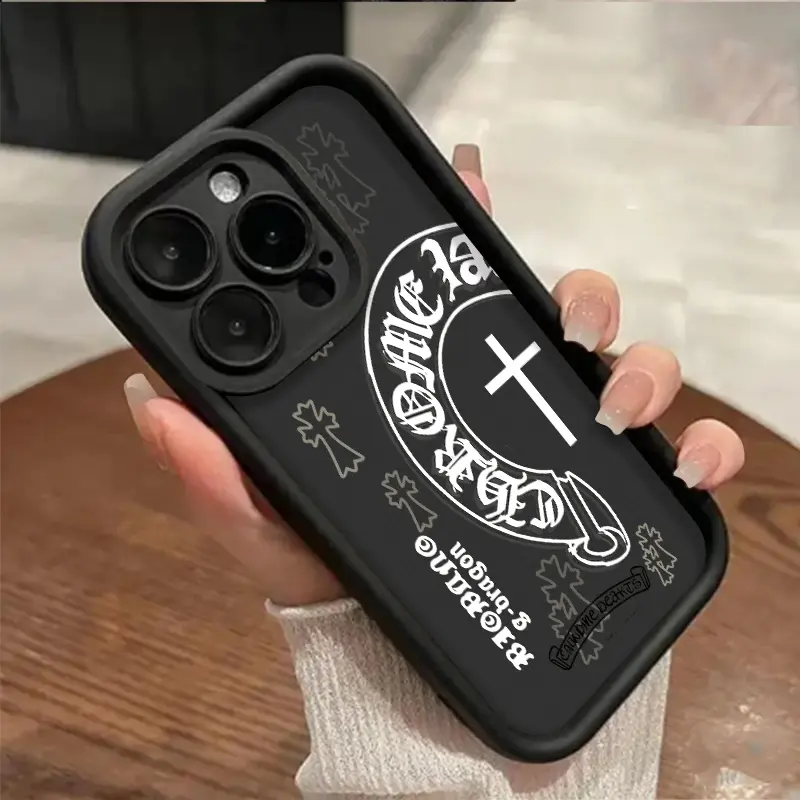 Minimalist Black Soft TPU Phone Case Shockproof Anti Drop Protective Cover For 13 14 15 16 17 Pro Max Series