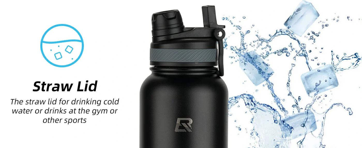 ROCKBROS Stainless Steel Insulated Water Bottle with Straw