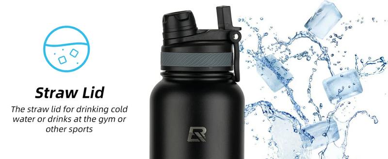 ROCKBROS Stainless Steel Insulated Water Bottle with Straw
