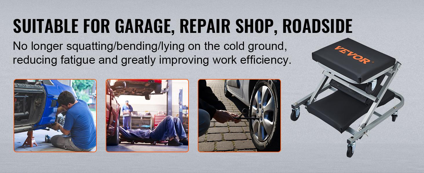 VEVOR Z Creeper Seat Rolling Chair, Adjustable Chair, Various specifications, Auto Mechanics Shop Garage Work Stool, Creeper Seat