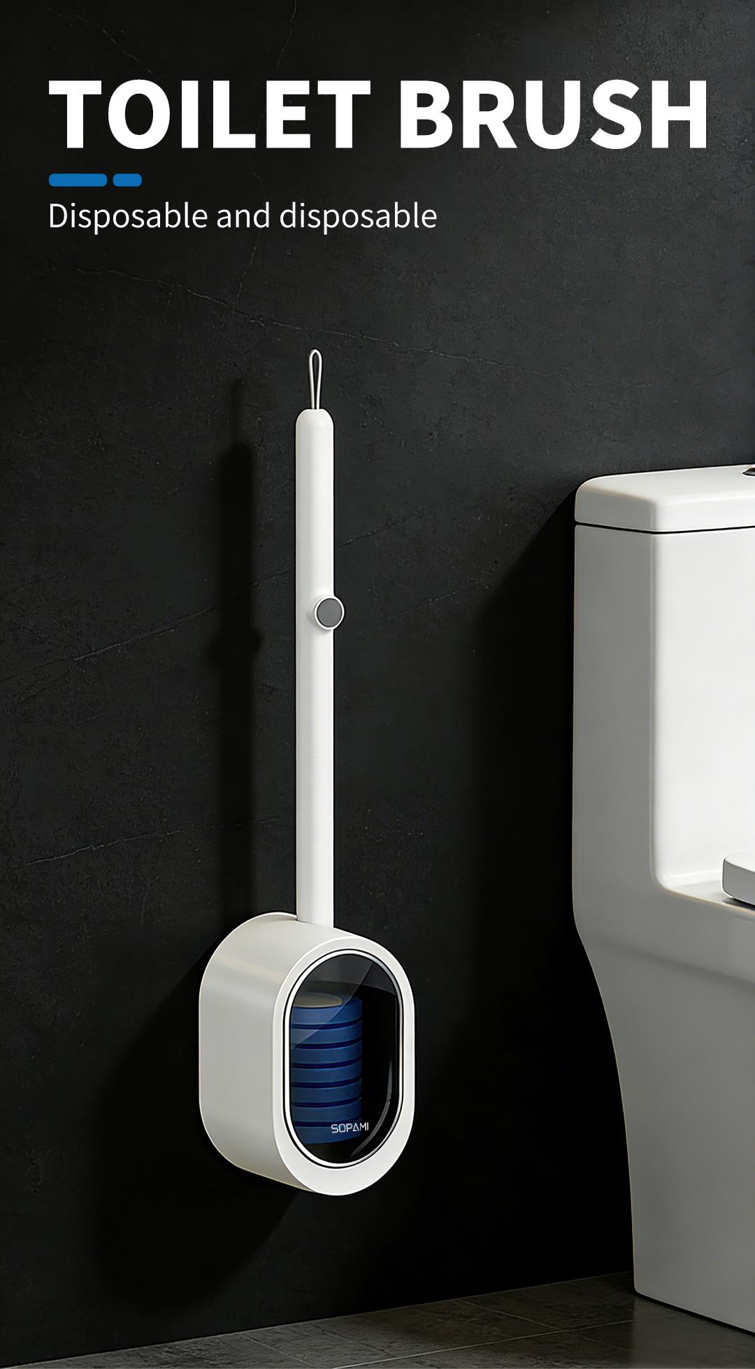 SOPAMI Toilet Scrubber Kit with Self-Cleaning Disposable Pads – No Pre-Rinse, No Mess, No Odor , Simplifies Bathroom Hygiene