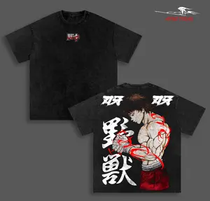 Baki Hanma Tee Washed – Baki the Grappler Vintage Washed Heavy Cotton Oversized Anime Manga T-Shirt Double Printed Retro Unisex Streetwear Graphic Top