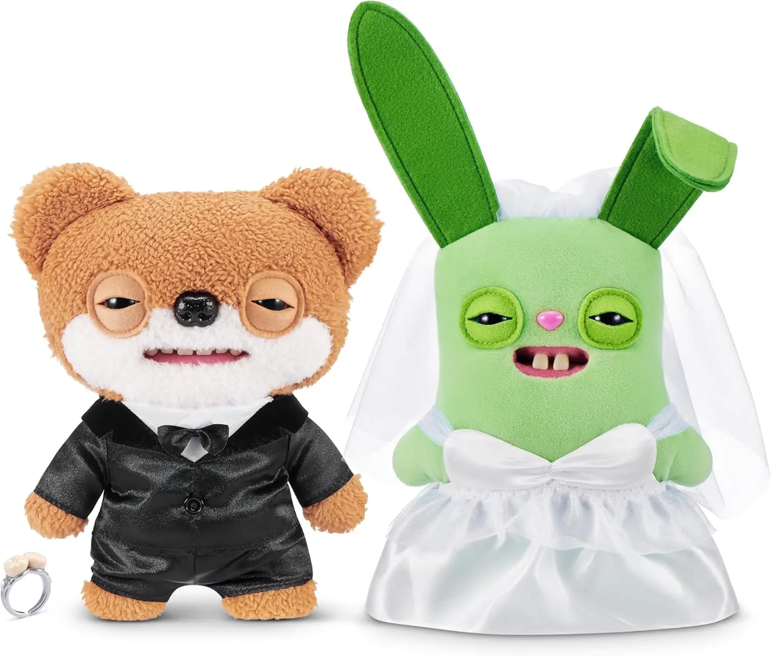 Wedding Fuggs 9-Inch Plush 2-Pack by ZURU – Funny Ugly Monster Stuffed Animals with Human-Like Teeth & Tooth Ring, Collectible Plush for Kids, Tweens, Teens & Adult Fans