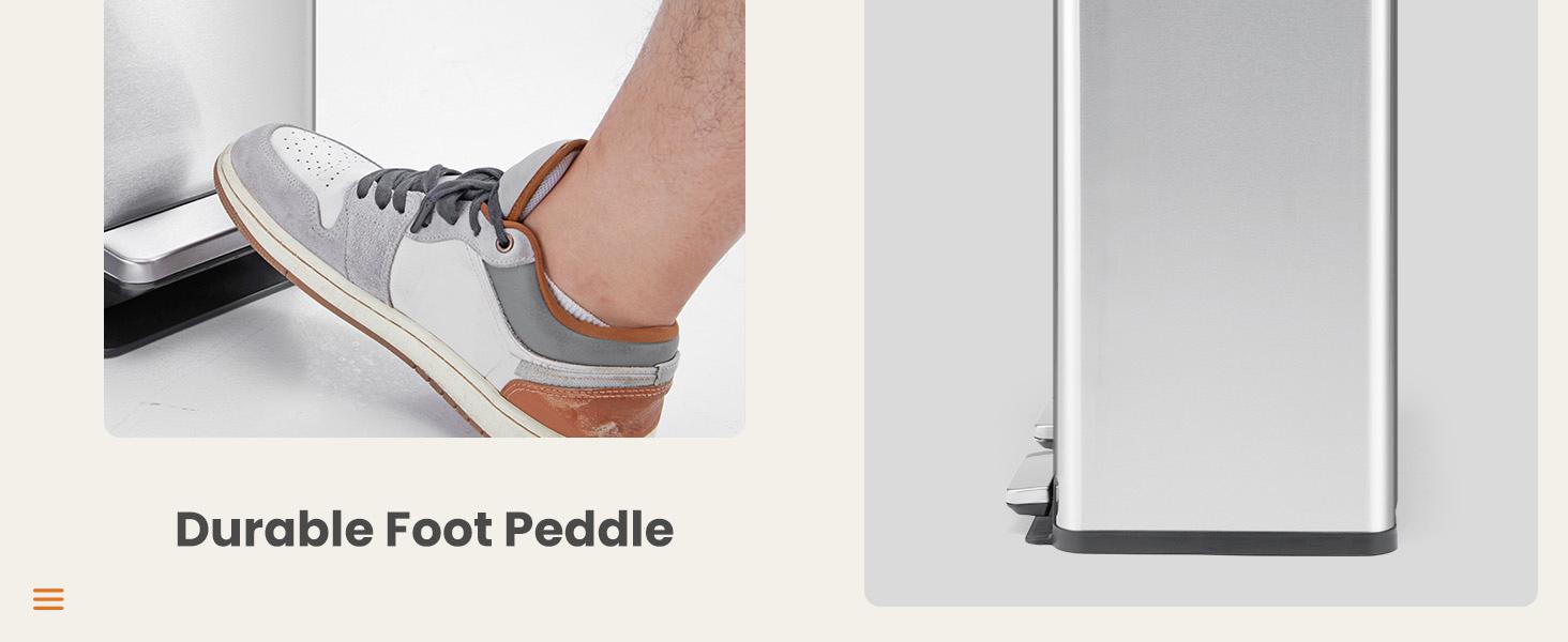 HomeSquad Kitchen Trash Can with Lid, 2 x 8 Gallon Garbage Can, with Soft-Close Foot Pedal and Removable Inner Bucket, 60 Liter Large Stainless Waste Bin for Bathroom Bedroom Home Office