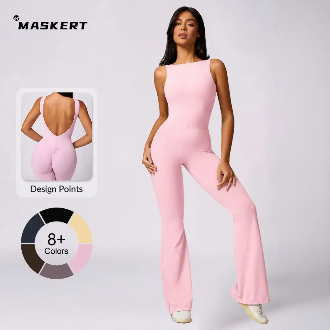 MASKERT Women's Sports Jumpsuit Tummy Control Butt Lifting Fitness Activewear Sports Outfits for Yoga & Gym tiktokshopbacktoschool tiktokshopbacktoschool