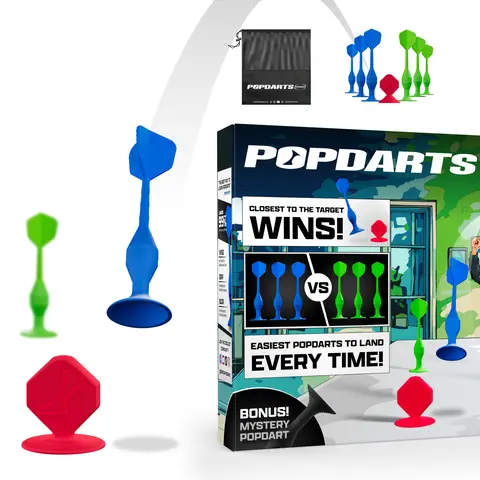 Popdarts Rookie Pack - Unisex Floor Game for All Ages, 1 Rookie Target Marker™, 1 Carrying Bag, 2 Stickers, One Size, Beginner-Friendly Shots, Friendly Battles, Game Night Use, Dishwasher Safe, Suitable for Windows & Outdoor Play