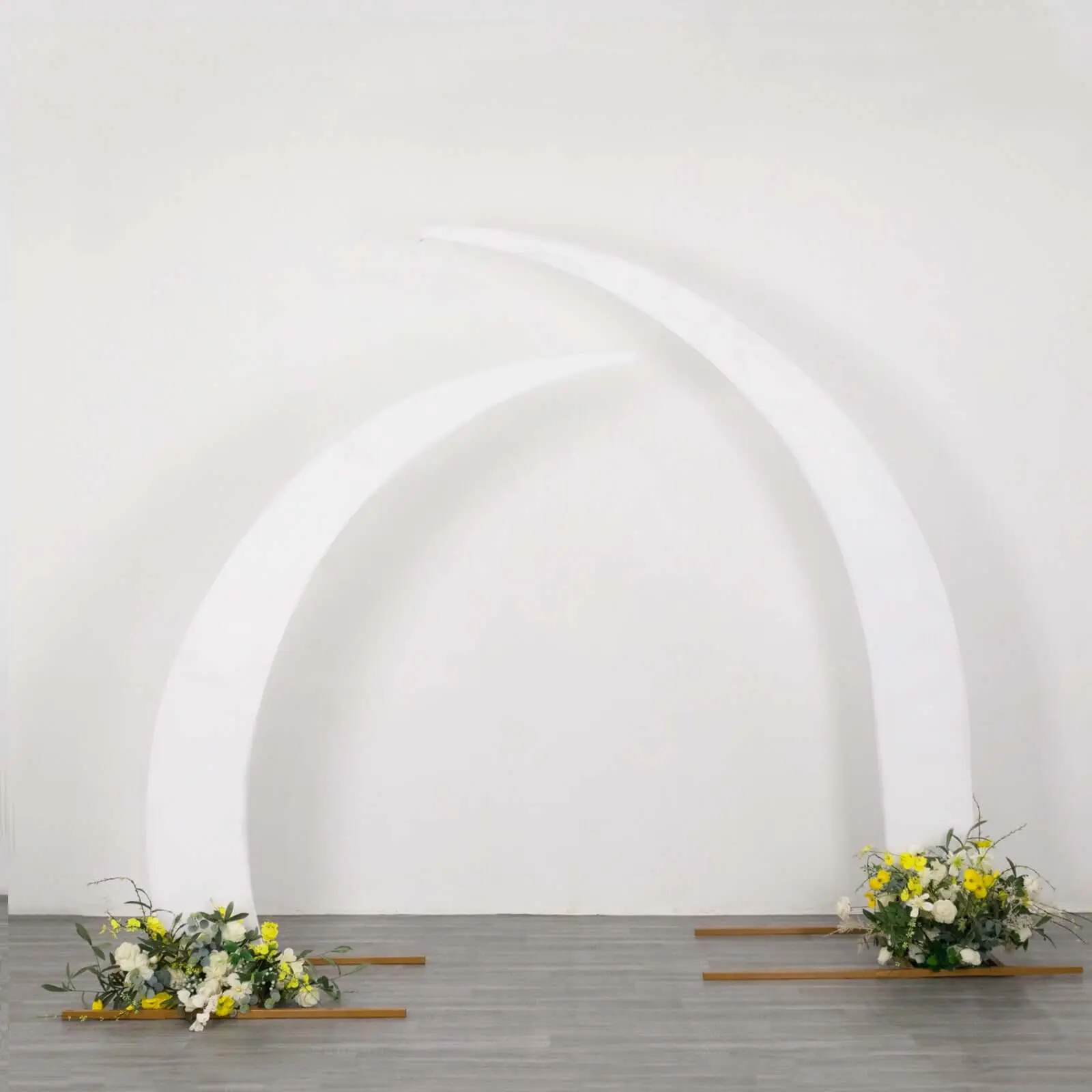 2-Pack Stretchable White Spandex Half Crescent Moon Arch Backdrop Covers - Custom-Fitted for Curved Arbor Flower Balloon Frames, Ceremony Decor, Photo Background Props, Festive Party Accessory, Wedding Wall Decoration