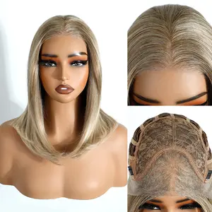 [Style Icon] 13*3 HD Lace Frontal Pre Cut Bob Wig Synthetic Straight Wear and Go Wigs 16 inches Pre Plucked Natural Hairline Layered Wig For Women