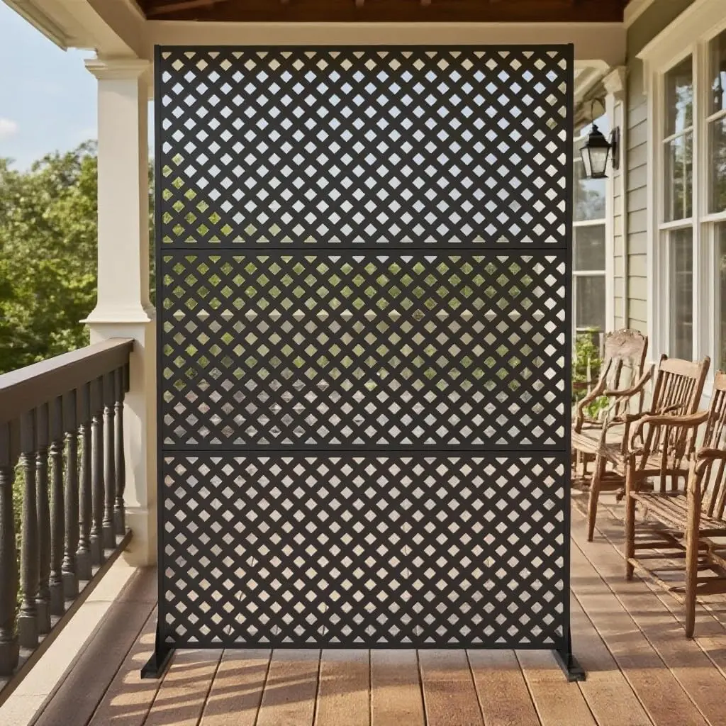 Garvee Metal Privacy Screen Freestanding Room Partitions, 72" H x 47" W Durable Steel Decorative Panel, Indoor-Outdoor Privacy Fence for Patio, Living Room, Office, Adjustable Room Divider