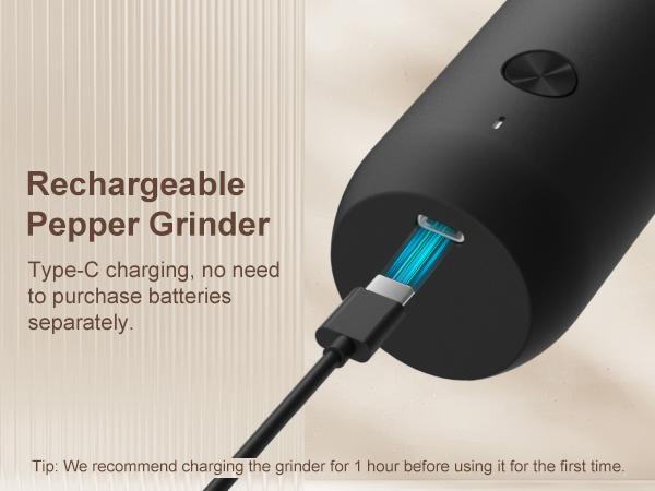 Ultrean Electric Salt & Pepper Grinder Sets - Rechargeable, Automatic with Adjustable Coarseness (6 Settings) , One-Hand Operated, For Kitchen, Gift