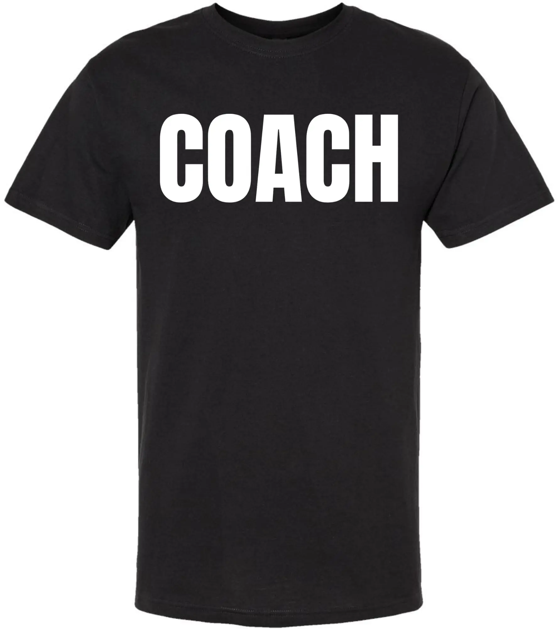 Coach T-Shirt | Sports Team Staff Uniform Crewneck Shirt for Trainers, Instructors & Athletics Dept 100% Cotton Short Sleeve