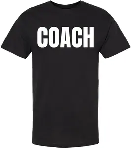 Coach T-Shirt | Sports Team Staff Uniform Crewneck Shirt for Trainers, Instructors & Athletics Dept 100% Cotton Short Sleeve