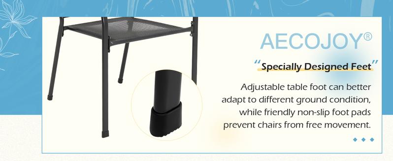 AECOJOY 5-Piece Outdoor Table and Chair Set with 1.73" Umbrella Hole 1 Table & 4 Stackable Garden Chairs for Patio Bistro Deck