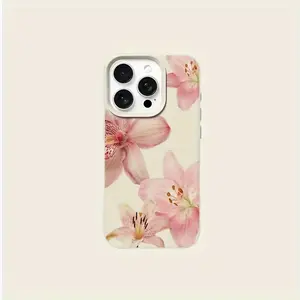 Soft Pink Lily & Lychee Pattern Phone Case for iPhone 17/16/15/14/13/12/11 Pro Max/MINI/14/15/16 Plus/XS/XR/X/8/7/SE