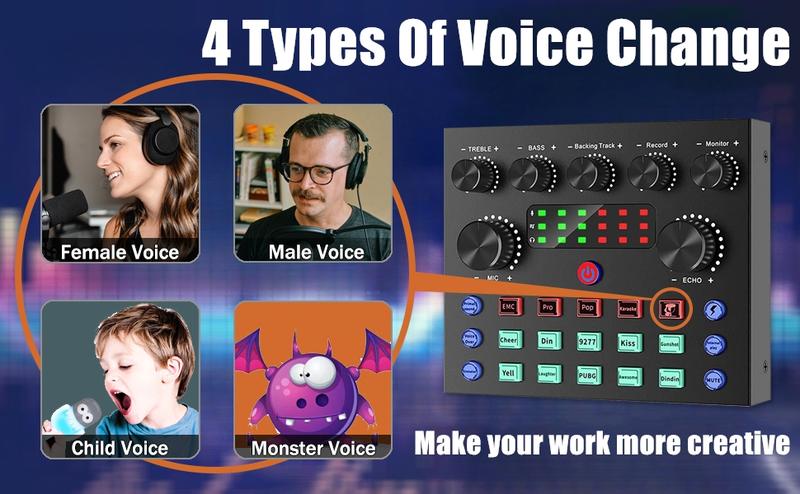 Safring Podcast Equipment Bundle, BM800 Podcast usb rechargeable Microphone Bundle with V8s Voice Changer, Condenser Microphone Recording Studio Package for Podcasting Live Streaming Singing PC Mobile TikTok YouTube dynamic mic sound card desk clamp