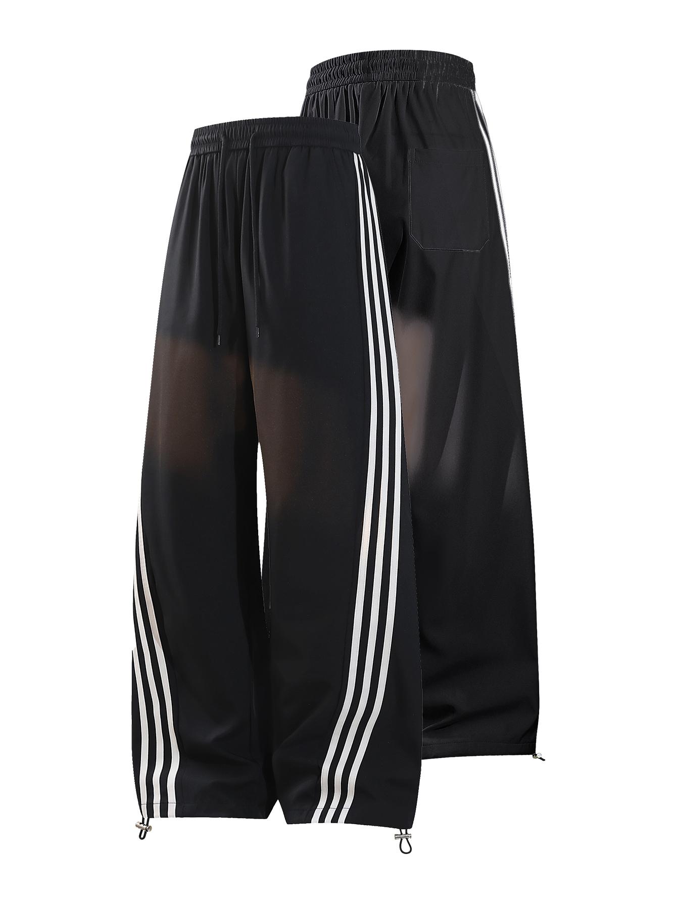 CCCMAI Men's color-block side stripe sports pants, all-season men's casual fashion trendy straight-leg pants with drawstring waistband, classic menswear sweatpants, loose casual pants, stylish activewear for men. Striped