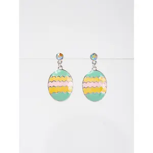 Genesis AB Rhinestone Enamel Easter EGG Dangle Earrings