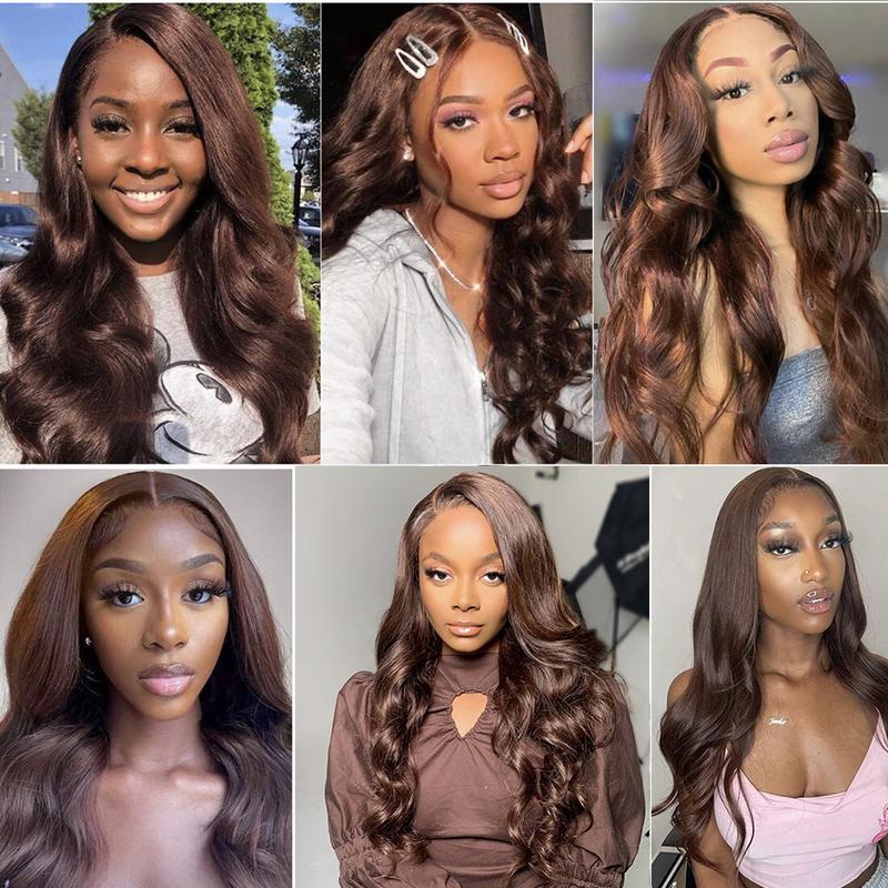 Chocolate Brown Body Wave Lace Front Human Hair Wig Transparent 13x6 HD Lace Frontal Wigs 30 36Inch 13x4 Preplucked Colored Human Hair Wigs For Women 180% Density
