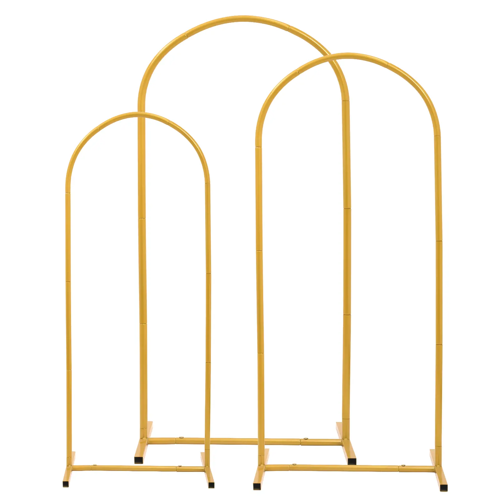 Gold Metal Wedding Arch Backdrop Stand Set of 2/3, 7.2FT 6.6FT 6FT Balloon Arch Frame for Wedding Ceremony, Baby Shower, Bridal Shower & Birthday Party Decorations, Heavy Duty Backdrop Stand for Flowers, Balloons & Event Decor