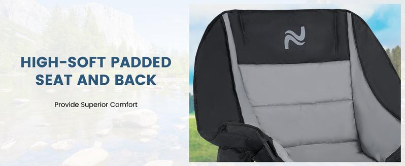 MOPHOTO Rocking Camping Chair,XXL Oversized Folding Fully Padded Outdoor Lawn Chair with Side Pocket,Portable Recliner for Patio, Backyard, Supports 400 lbs