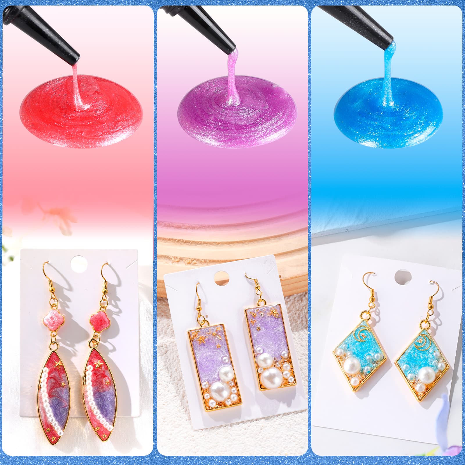 Pearlescent UV Resin, 10 Colors Colored UV Resin, Low Odor & Minimal Bubbles for Resin Casting and Coating, Jewelry Making, Decoration(20g Each) - LET'S RESIN Pearlescent UV Resin, 10 Colors Colored UV Resin, Low Odor & Minimal Bubbles for Resin Casting and Coating, Jewelry Making, Decoration(20g Each) - LET'S RESIN