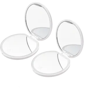 Portable Foldable Makeup Mirror, 2 Count Makeup Mirror with LED Light, Glam Travel Makeup Mirror , Pocket Size Makeup Tools