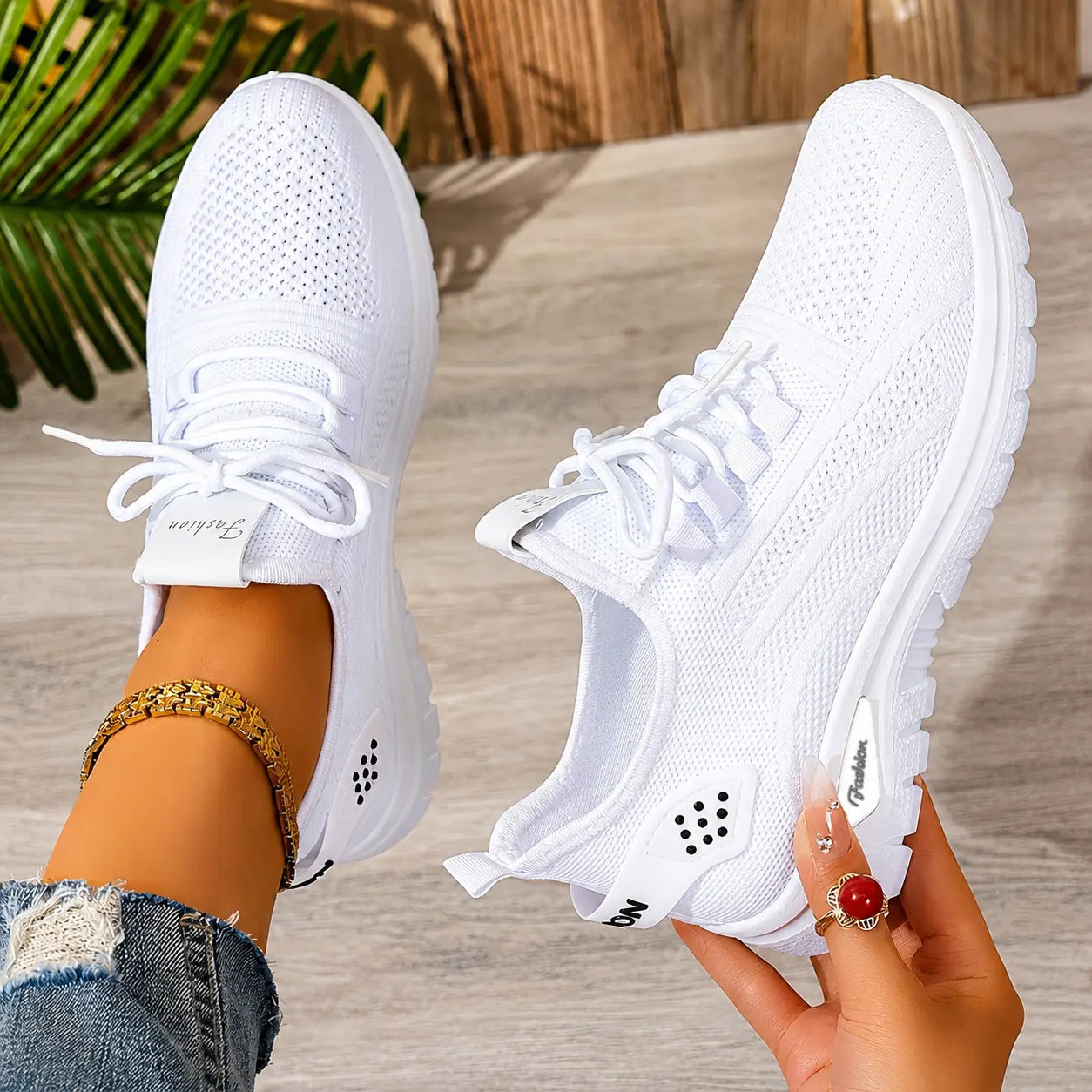 Women’s Lightweight Knit Sneakers Casual Walking Shoes Breathable Mesh Fashion Sneakers Everyday Comfort Footwear