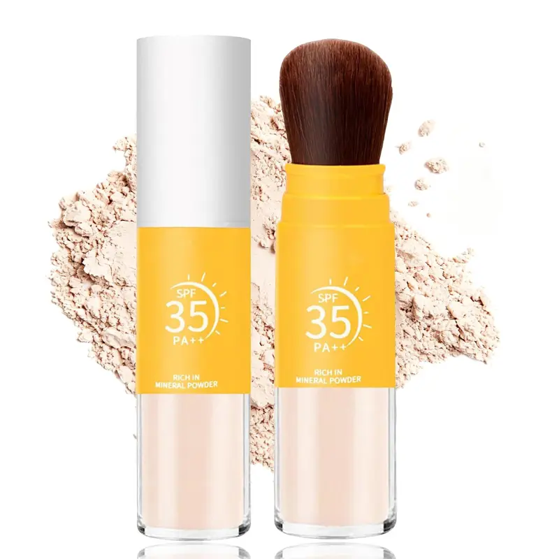 Mineral Powder Sunscreen for Face & Scalp, SPF 35 Brush on Sunscreen Setting Powder, Oil Control Hair Sunscreen Face Powder, Long Lasting Lightweight Breathable, Natural Matte Finish (#01 Translucent)