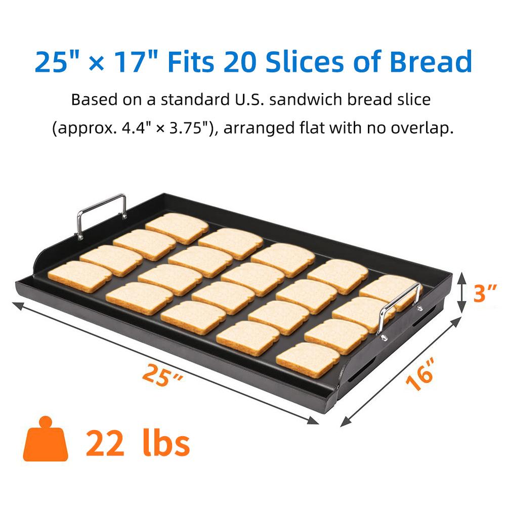 25" x 16" Metal Cast Iron Griddle for Gas Grill Large Steel Insert for Outdoor Use Prevent Sticking Kitchenware Utensils